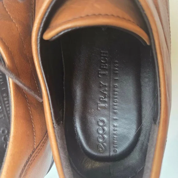 ECCO Mens Citytray Cap Toe Lace Up Shoe Amber Brown Leather Size 41 EU 7-7.5 US - Picture 7 of 13